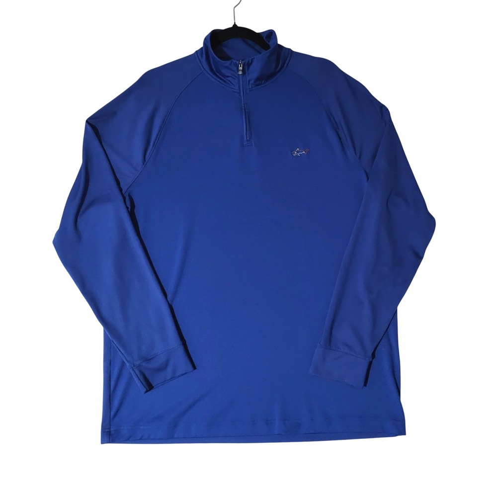 Greg Norman Tasso Elba 1/4 Zip Pullover Mens Large Blue Golf Performance Stretch